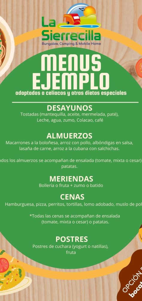 MENUS PARA GRUPOS ESCOLARES LA SIERRECILLA